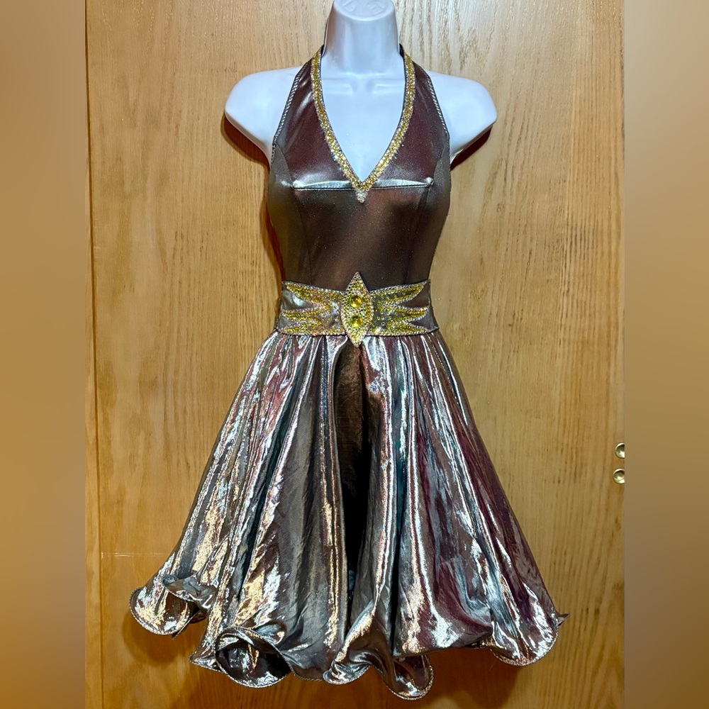 Randall Designs Designs by Randall Professional Dance Competition Silver Dress S